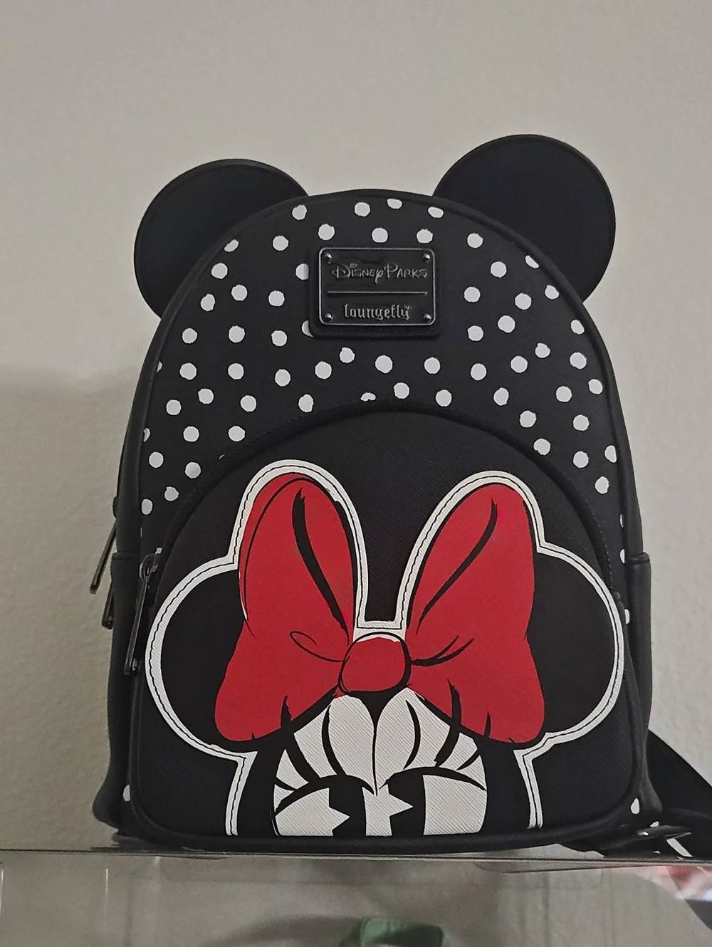NWT Loungefly Black Mini Backpack Minnie Mouse Polka Dot with Red Bow
